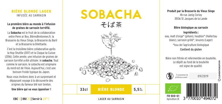 Étiquette de la Sobacha, une lager avec une infusion de sarrasin torréfié